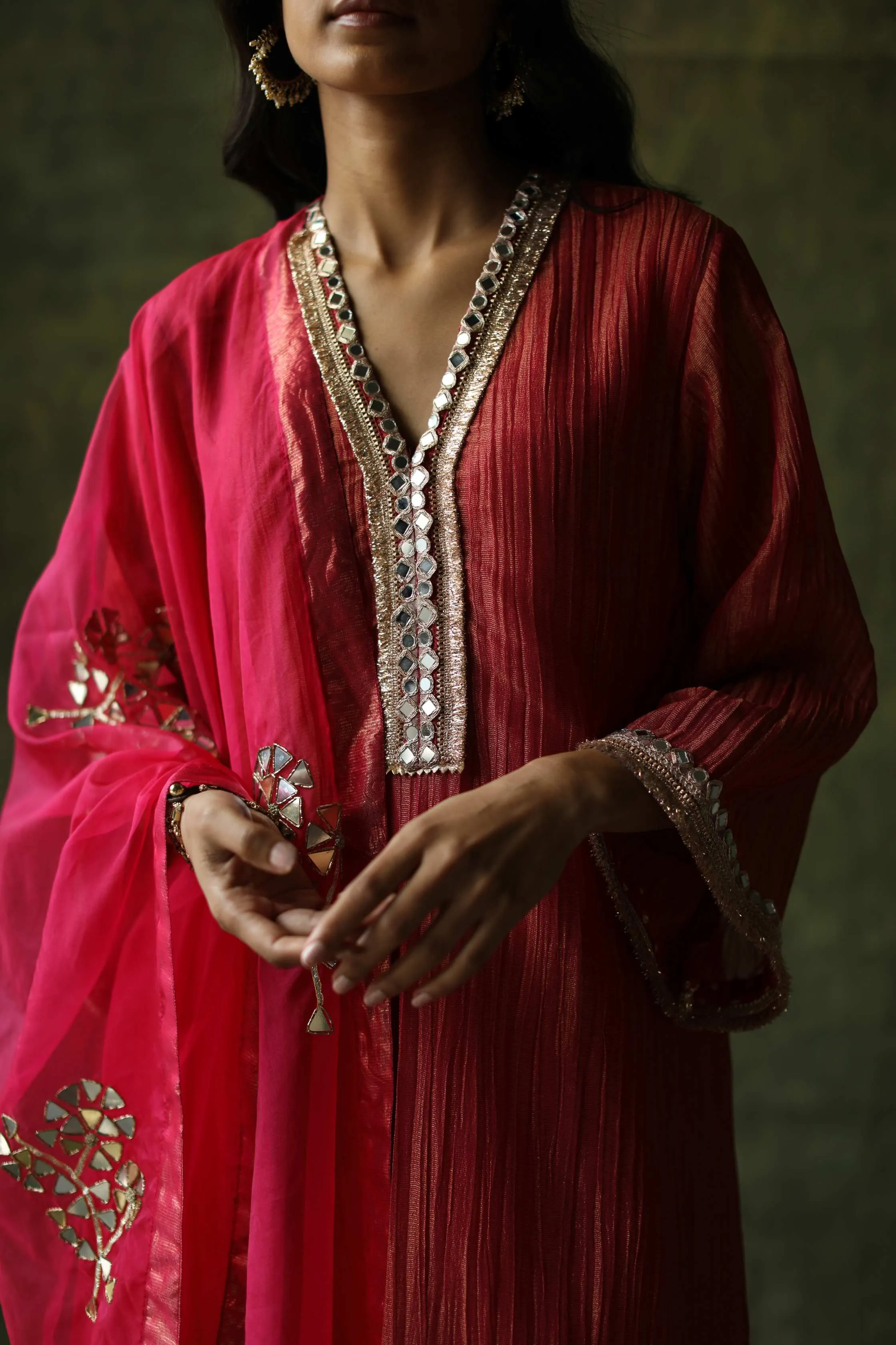 Magenta Pink Bahaar A-line Cut Kurta Set
