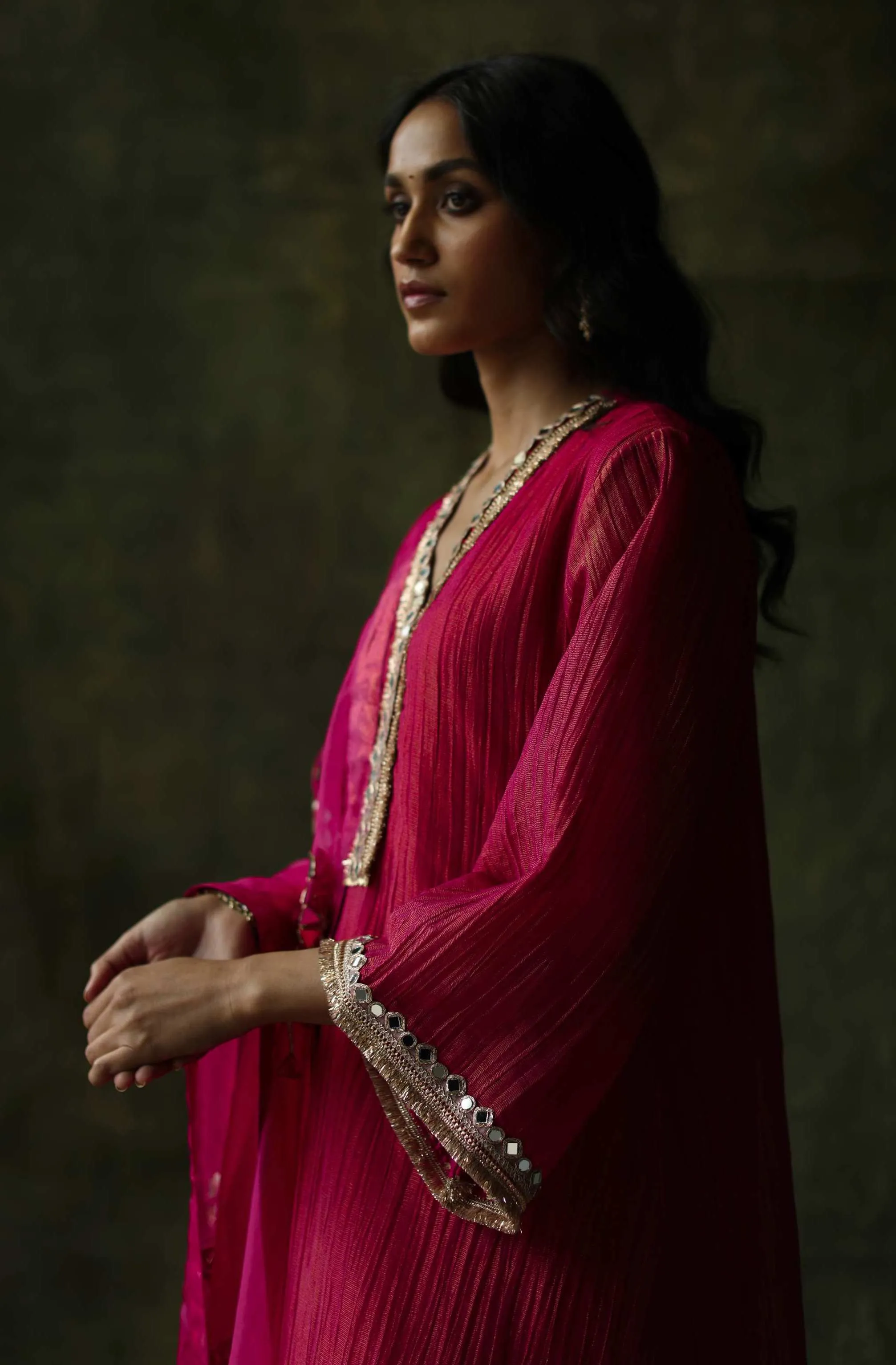 Magenta Pink Bahaar A-line Cut Kurta Set