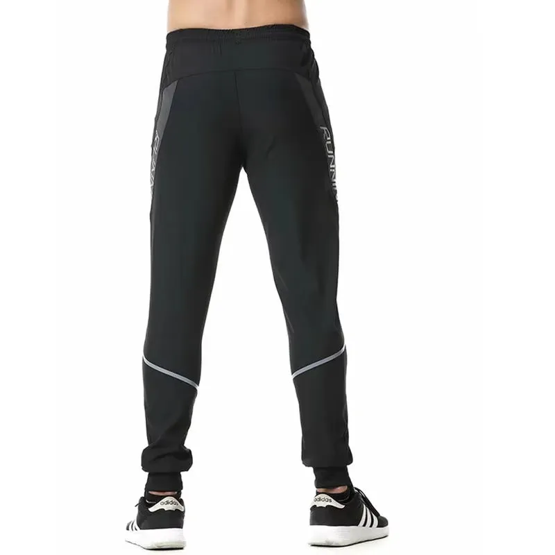 Men High End Running Pants Zipper Reflective Soccer Training Sport Gym Trousers