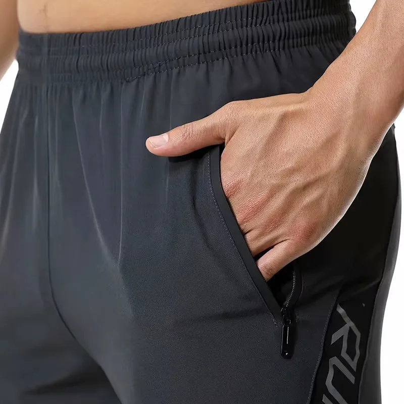 Men High End Running Pants Zipper Reflective Soccer Training Sport Gym Trousers
