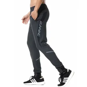 Men High End Running Pants Zipper Reflective Soccer Training Sport Gym Trousers
