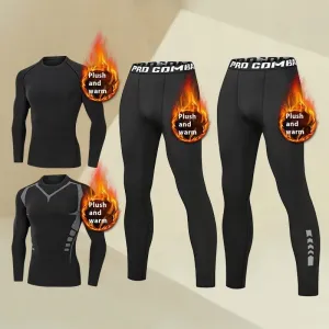 Men's Winter Fleece-lined Quick-drying Tights Warm Keeping Sports Underwear Base High Elastic Training Running Outfit