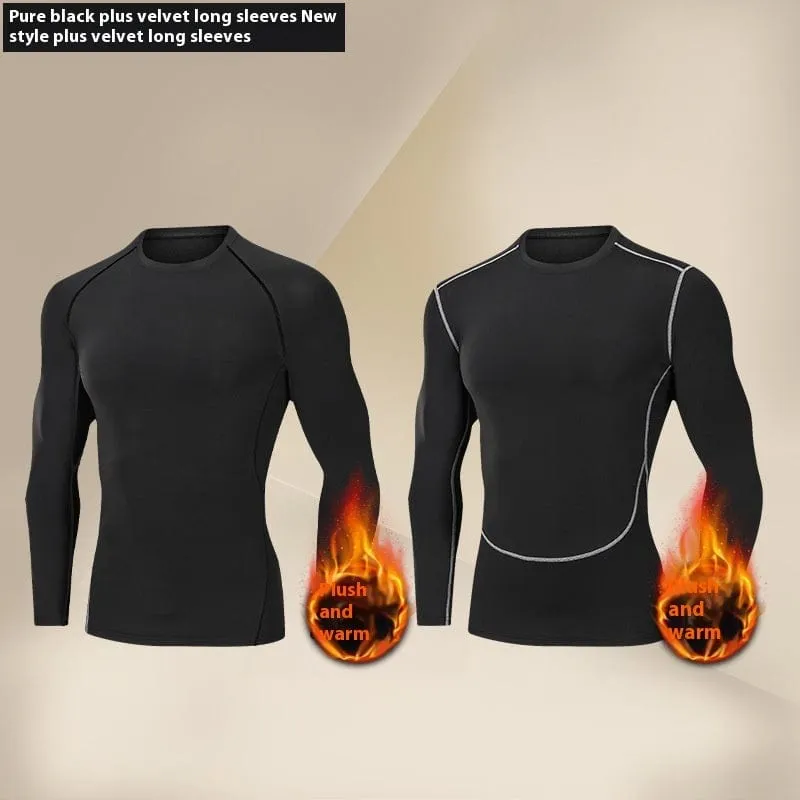 Men's Winter Fleece-lined Quick-drying Tights Warm Keeping Sports Underwear Base High Elastic Training Running Outfit