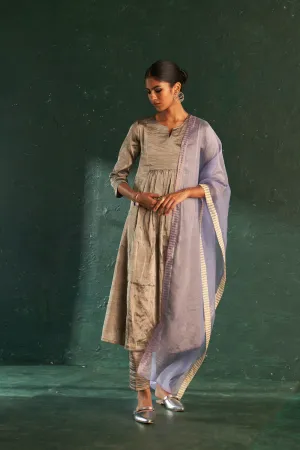 Midas Silver Tissue Kurta - Set Of 3