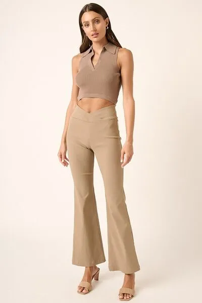 Mittoshop Surplice V Waist Flare Pants