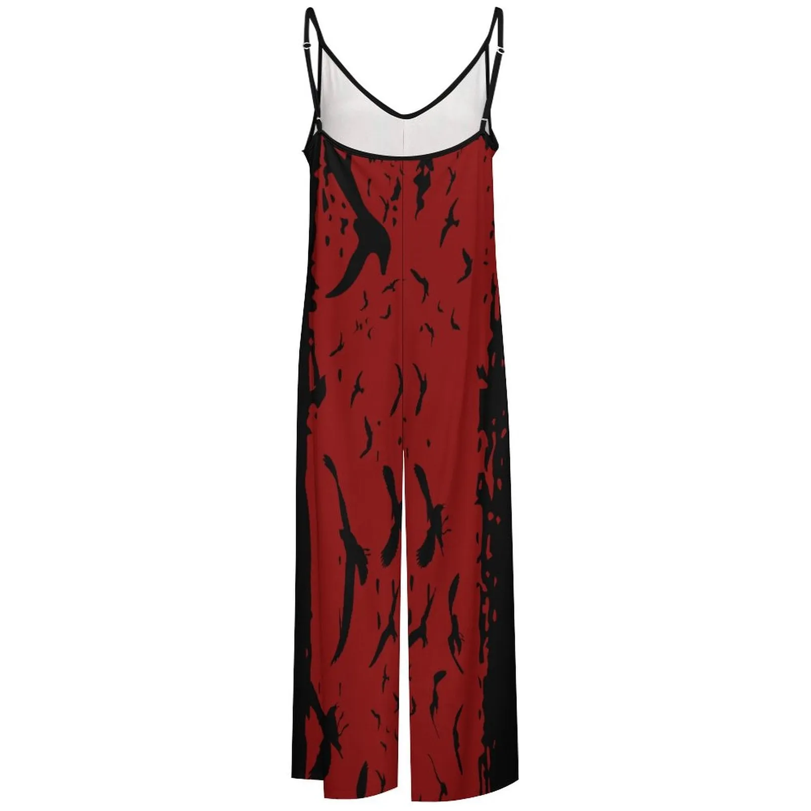 Murder of Crows in Oxblood Suspender Jumpsuit LTY007 (All-Over Printing)