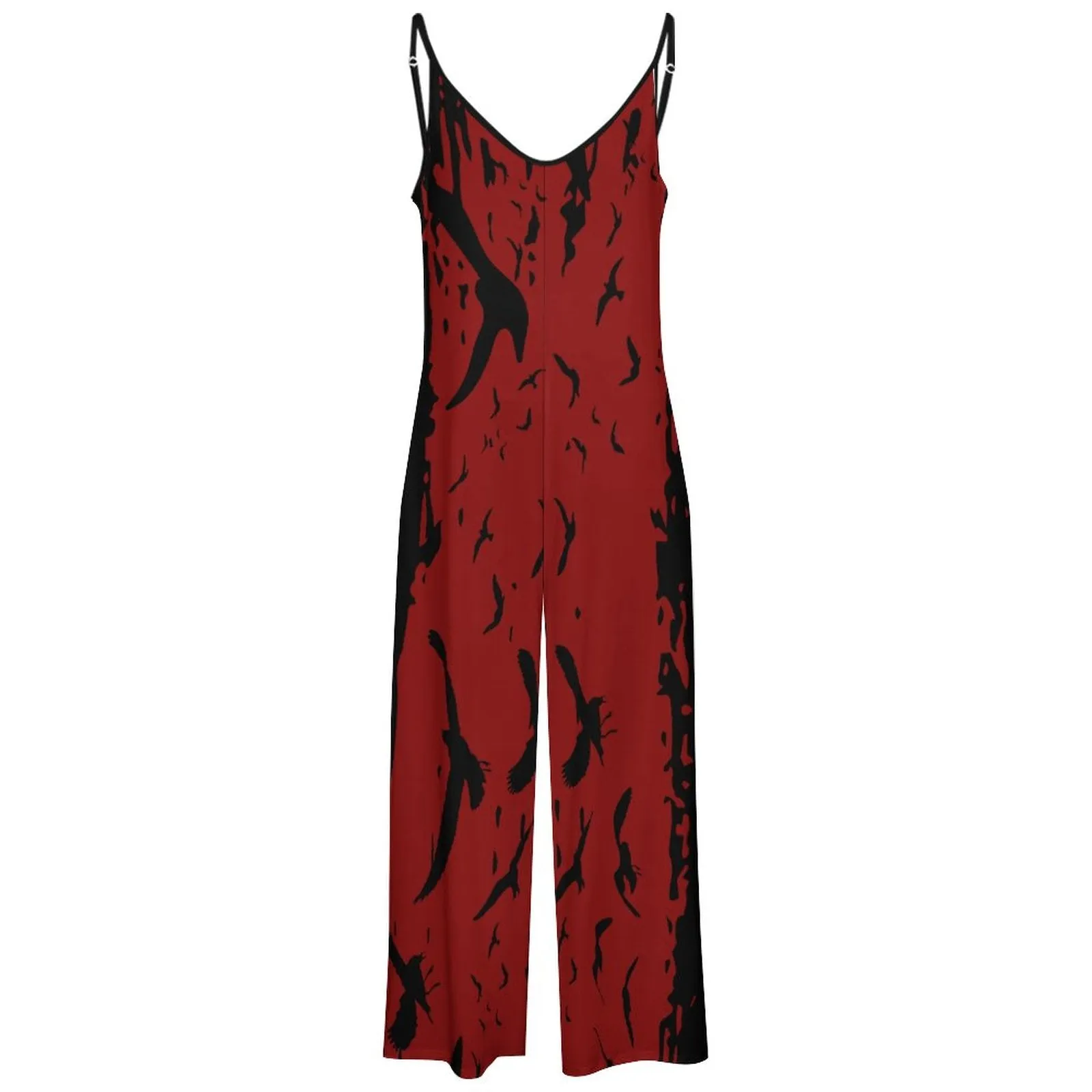 Murder of Crows in Oxblood Suspender Jumpsuit LTY007 (All-Over Printing)