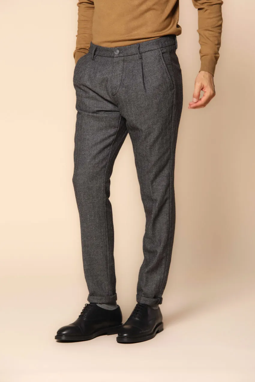 Osaka 1 Pinces men's chino pants in pinstripe flannel carrot fit 