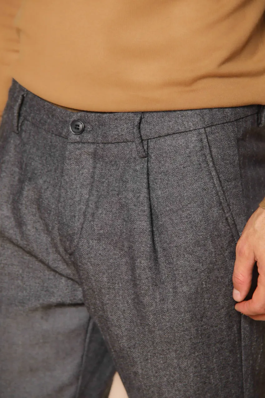 Osaka 1 Pinces men's chino pants in pinstripe flannel carrot fit 