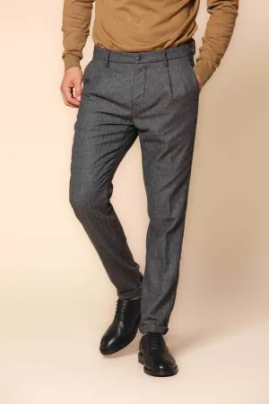 Osaka 1 Pinces men's chino pants in pinstripe flannel carrot fit 