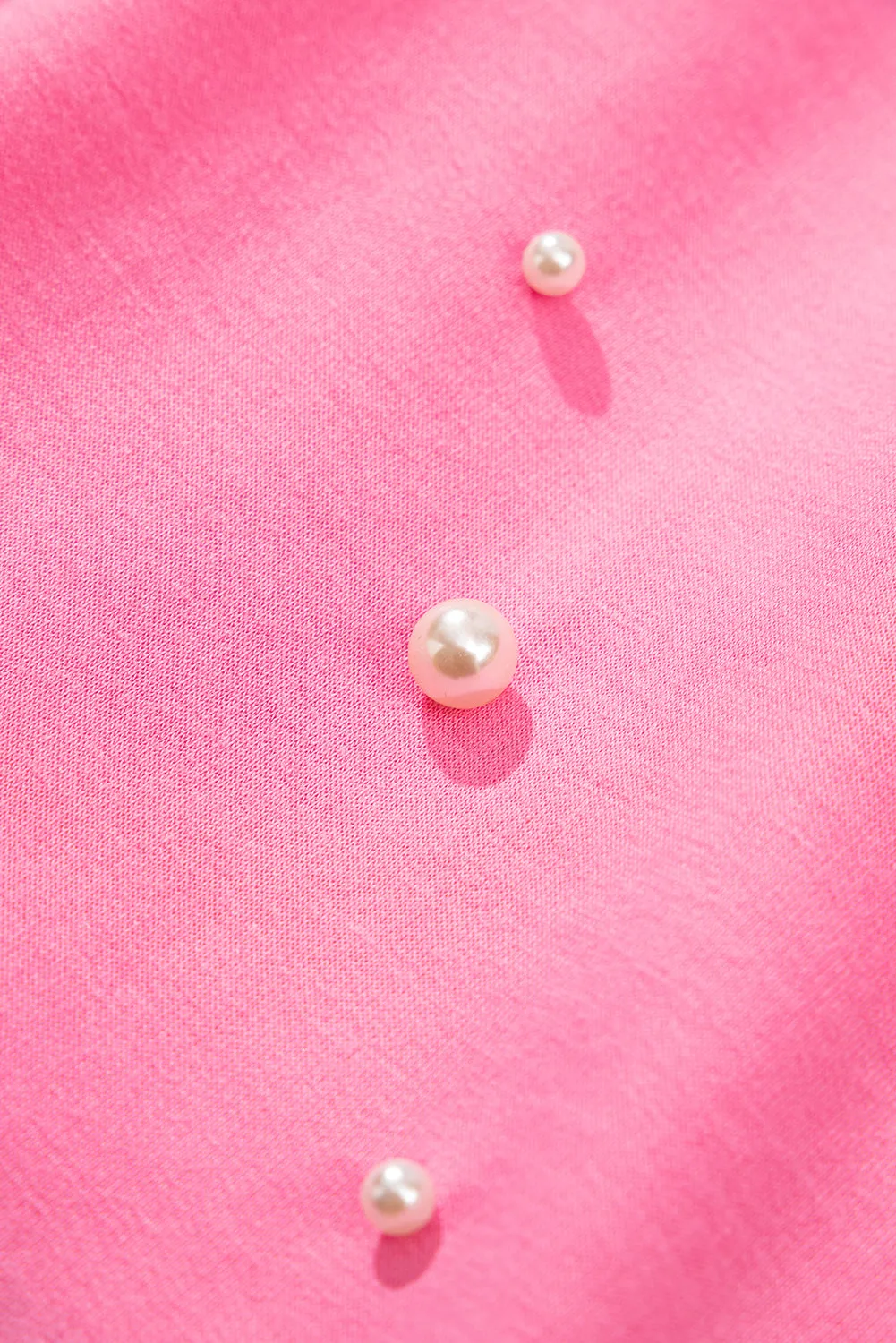 Pink Sweet Bow Trim Pearl Embellished Blouse and Skort Set