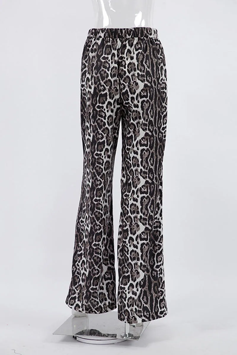 PK670 Leopard Graphic Wide Leg Pants