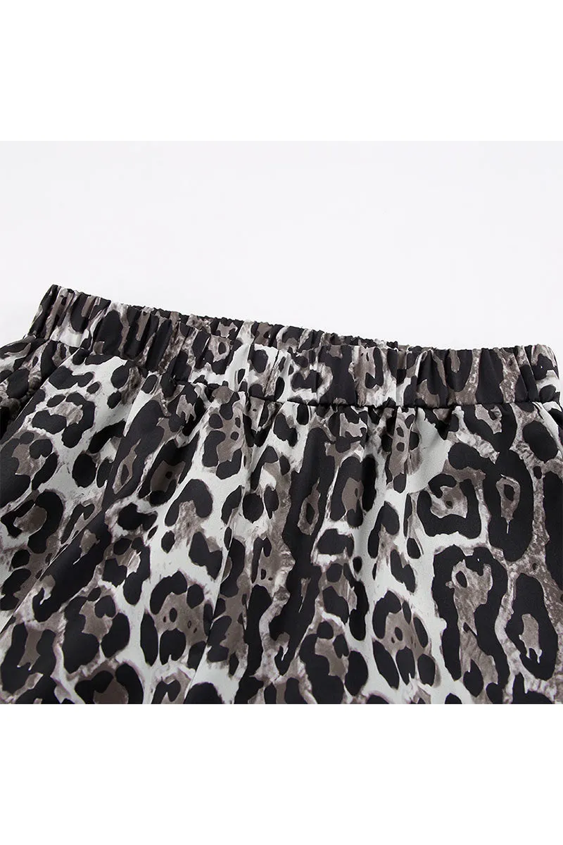 PK670 Leopard Graphic Wide Leg Pants