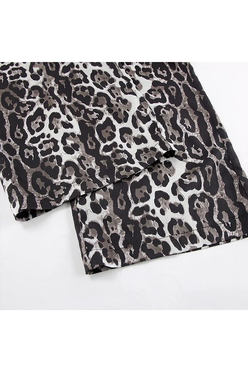 PK670 Leopard Graphic Wide Leg Pants