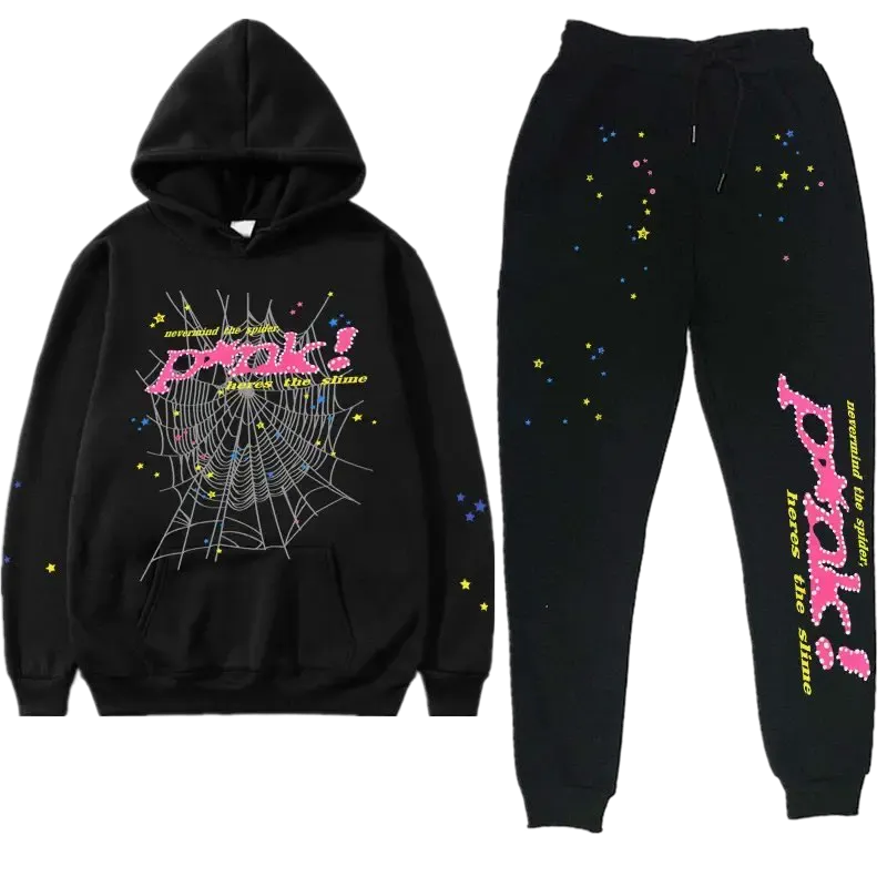 Premium Streetwear Hoodie & Pants Set - Black - Polyester