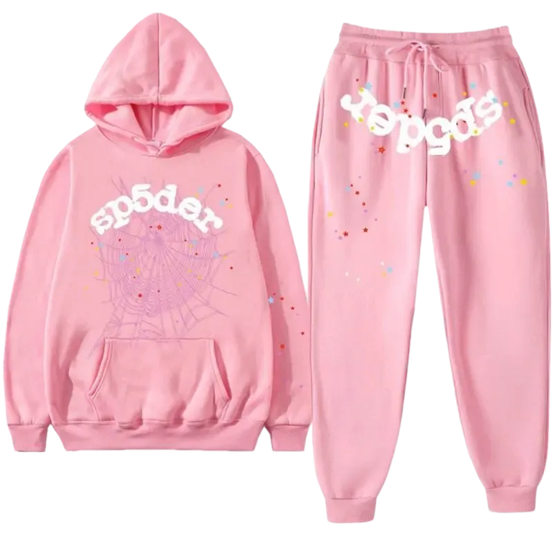 Premium Streetwear Hoodie & Pants Set - Pink - Polyester