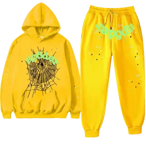 Premium Streetwear Hoodie & Pants Set - Yellow - Polyester