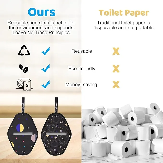 Rquite 2 Pack Pee Cloth, Reusable Pee Rag for Women Hiking Camping Backpacking, Soft Absorbent Peeing Cloth with Reflective Stripe, Ecofriendly alt. to Toilet Paper After Female Urinal