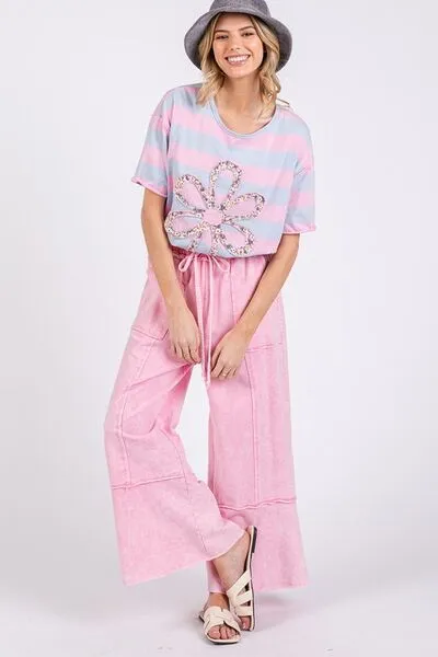 SAGE   FIG Mineral Washed Terry Wide Leg Pants