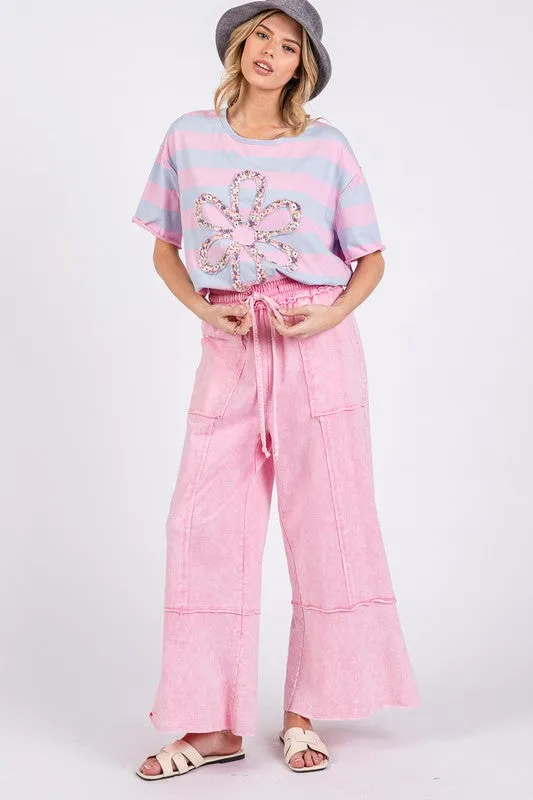 SAGE   FIG Mineral Washed Terry Wide Leg Pants