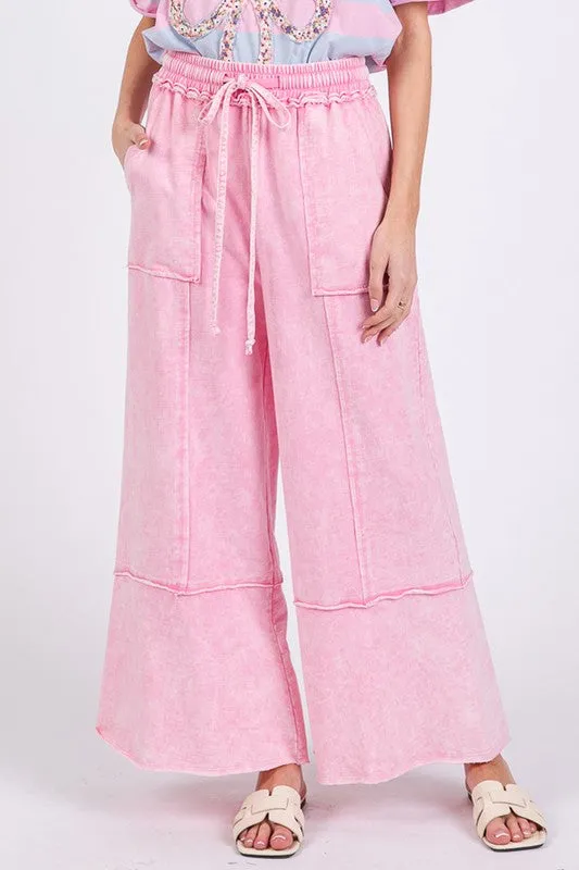 SAGE   FIG Mineral Washed Terry Wide Leg Pants