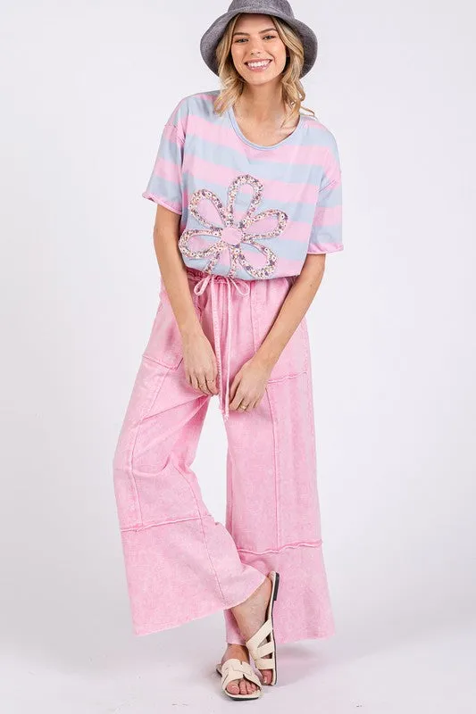 SAGE   FIG Mineral Washed Terry Wide Leg Pants