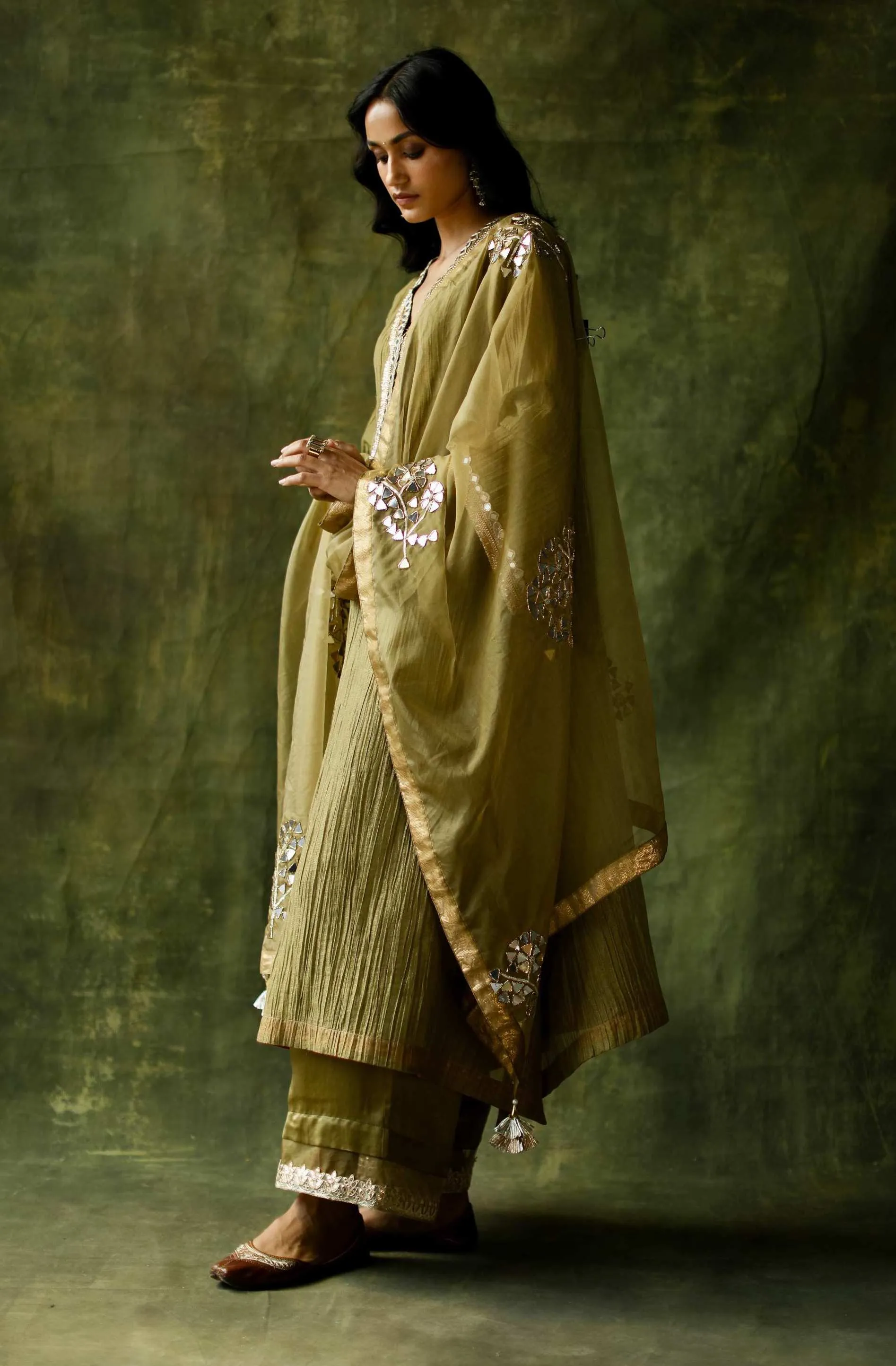 Sage Green Bahaar A-line Cut Kurta Set