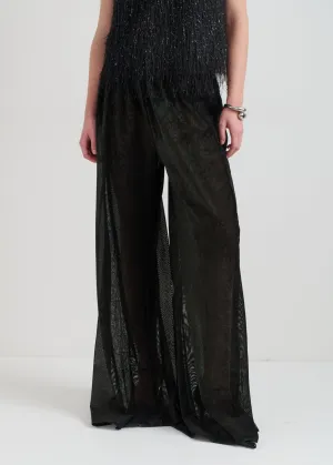 Sheer Wide-Leg Women’s Pants with Lace Detailing