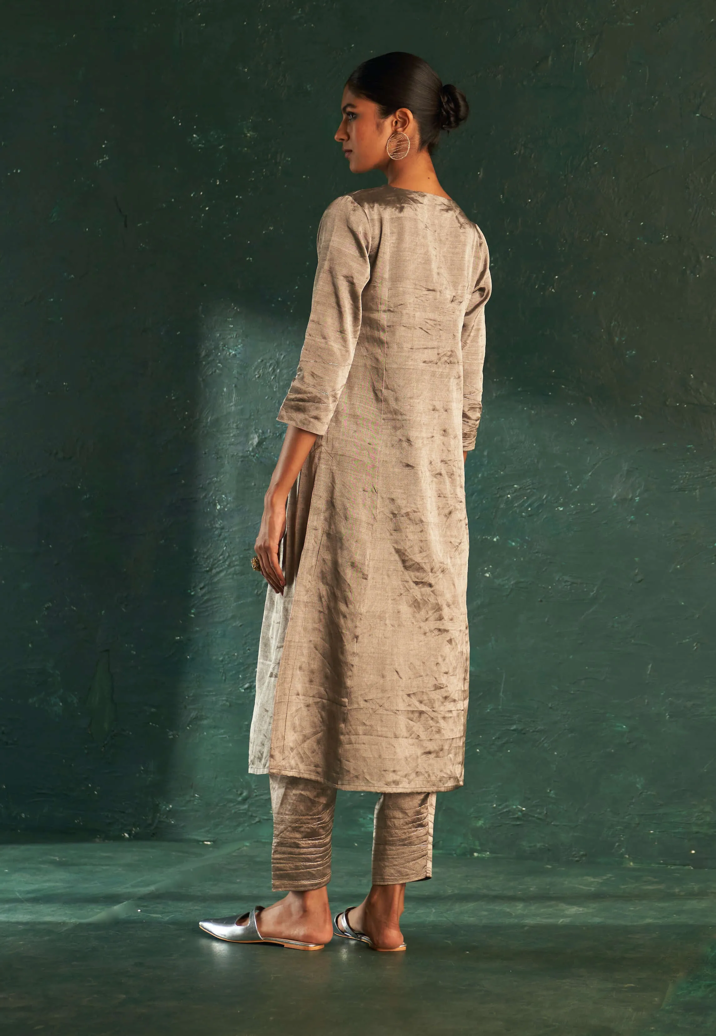 Silver gathered kurta set