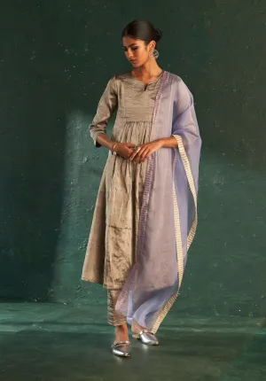 Silver gathered kurta set