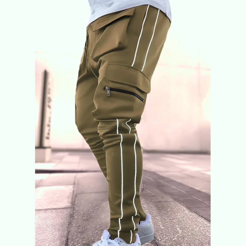 Spring and autumn stretch multi-bag reflective straight tube sports fitness casual pants(AY2575)