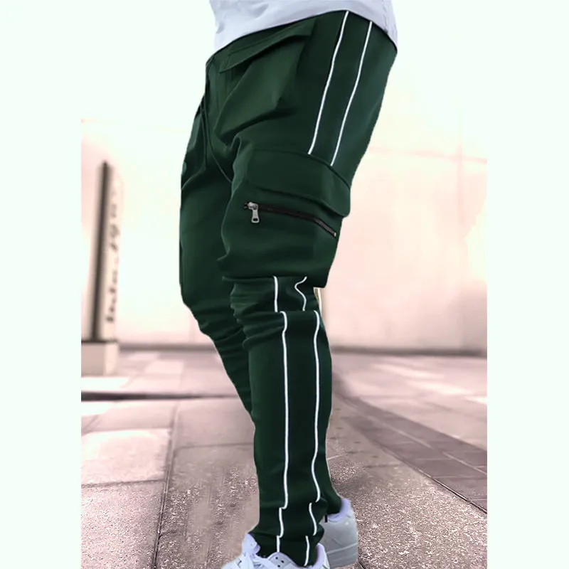 Spring and autumn stretch multi-bag reflective straight tube sports fitness casual pants(AY2575)