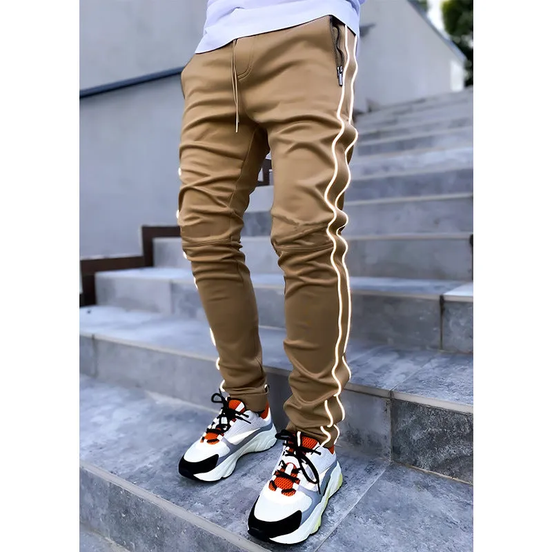 Spring and autumn stretch reflective straight tube sports fitness casual pants for men(AY2576)