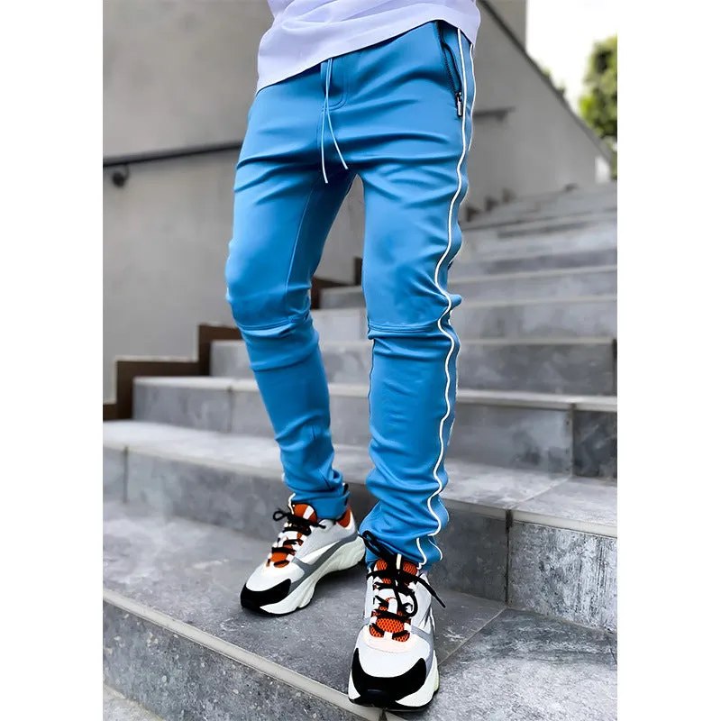 Spring and autumn stretch reflective straight tube sports fitness casual pants for men(AY2576)