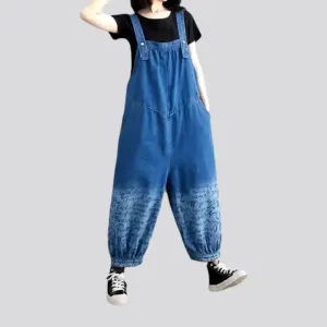 Stylish light wash denim overall for ladies