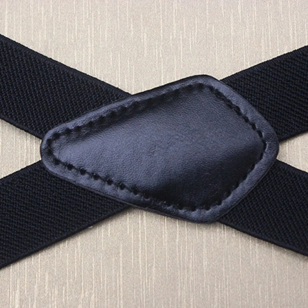 US 2-4 Pack Suspenders X-Back Wide Adjustable Solid Straight Heavy Duty Adults