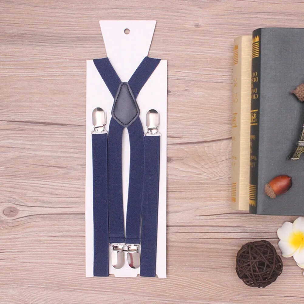 US 2-4 Pack Suspenders X-Back Wide Adjustable Solid Straight Heavy Duty Adults