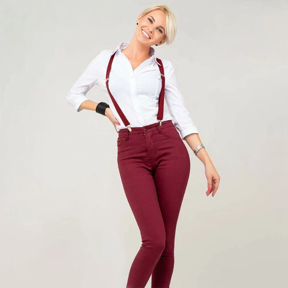 US 2-4 Pack Suspenders X-Back Wide Adjustable Solid Straight Heavy Duty Adults