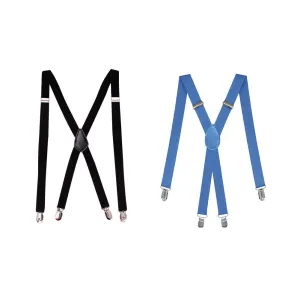 US 2-4 Pack Suspenders X-Back Wide Adjustable Solid Straight Heavy Duty Adults