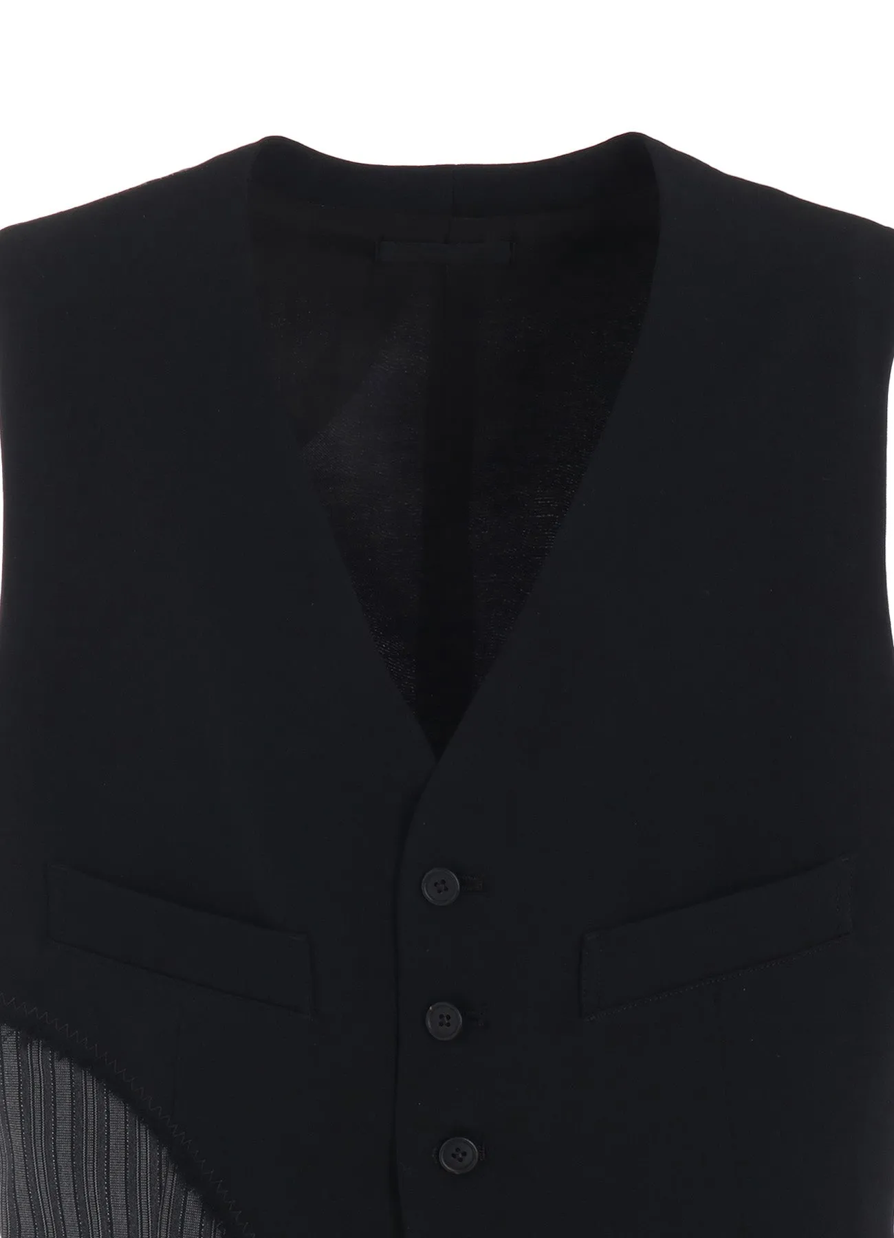 WASHER WOOL GABARDINE CUT-OUT STRIPED VEST