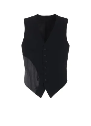 WASHER WOOL GABARDINE CUT-OUT STRIPED VEST