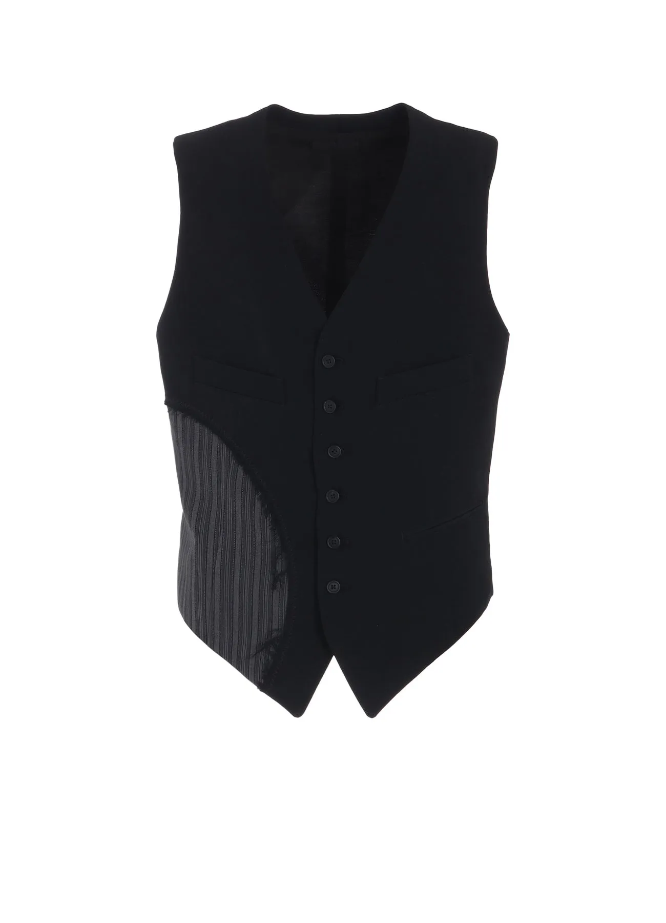 WASHER WOOL GABARDINE CUT-OUT STRIPED VEST