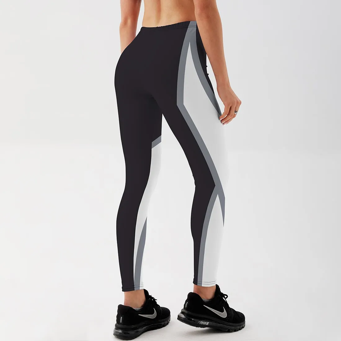 Women's Leggings White Geometry Fitness Workout Pants