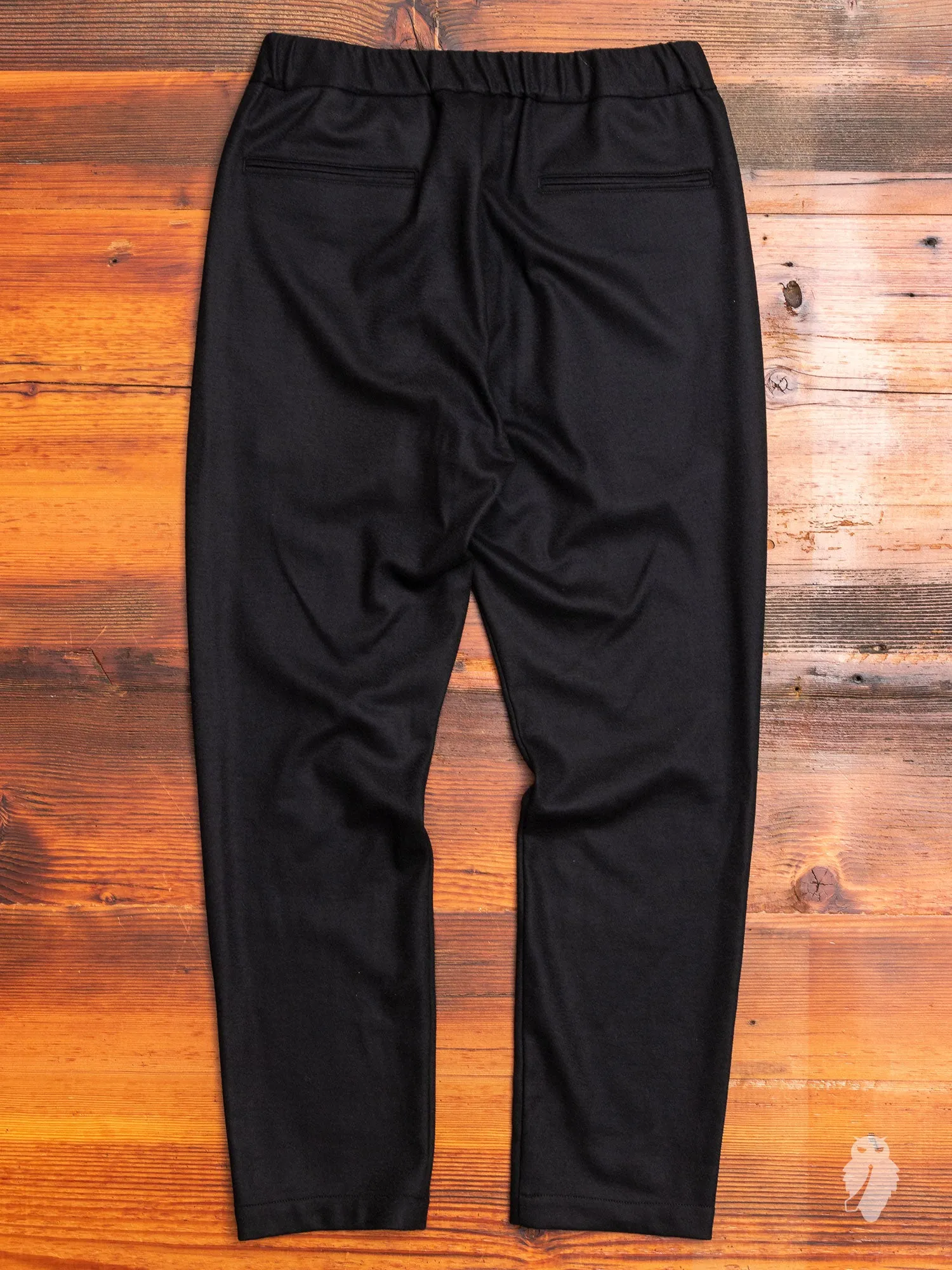Wool Flannel Easy Pants in Black
