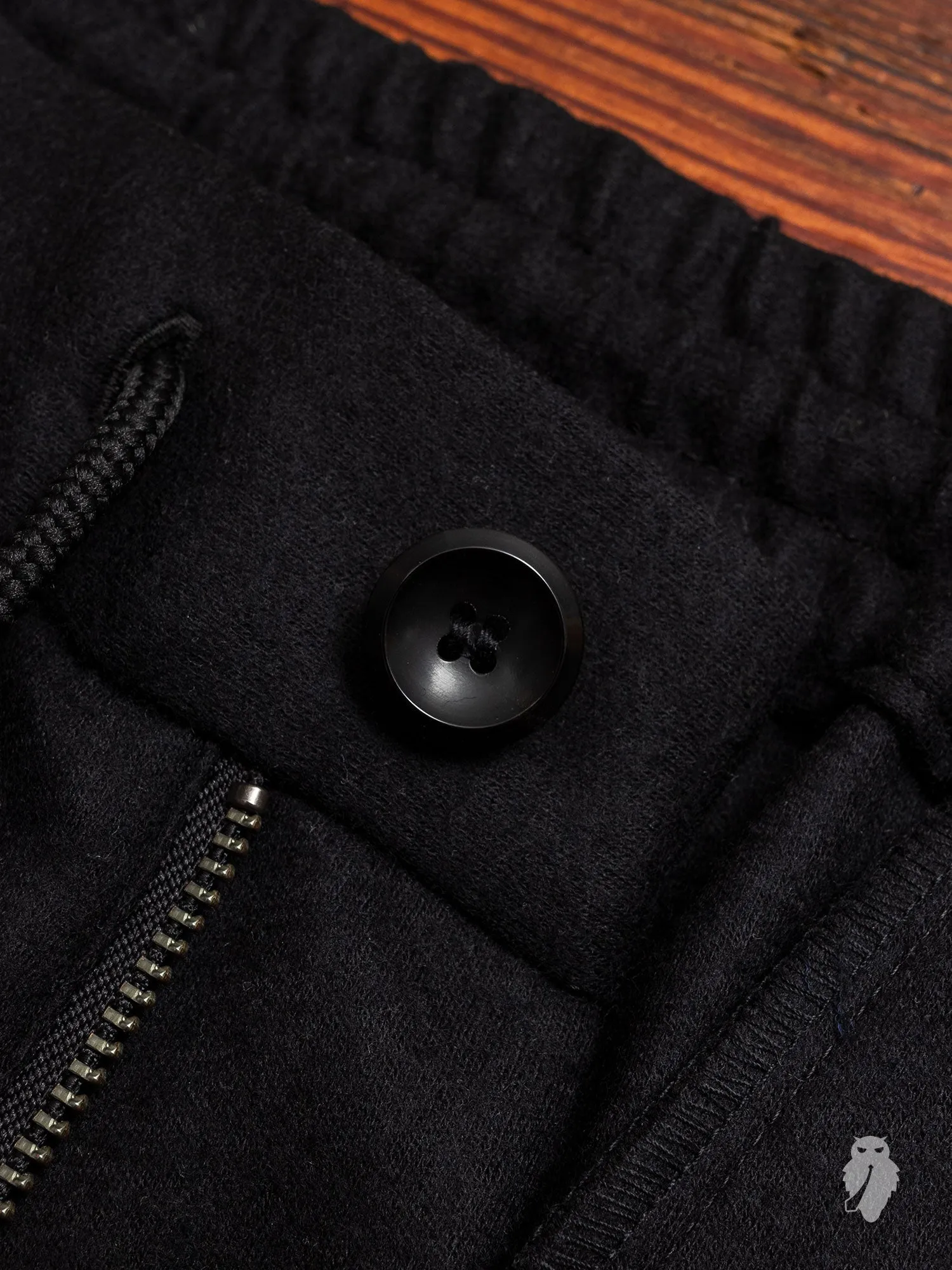 Wool Flannel Easy Pants in Black
