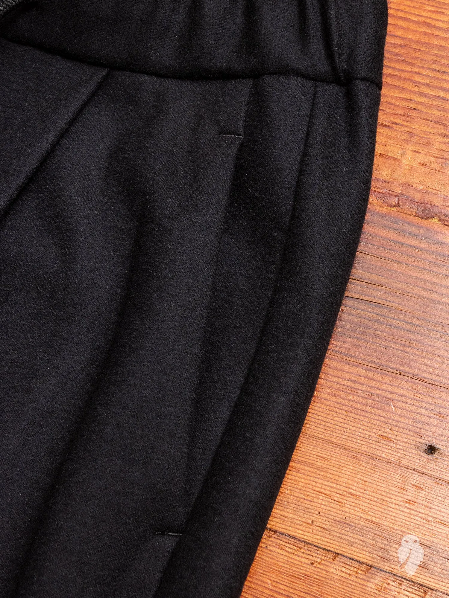 Wool Flannel Easy Pants in Black