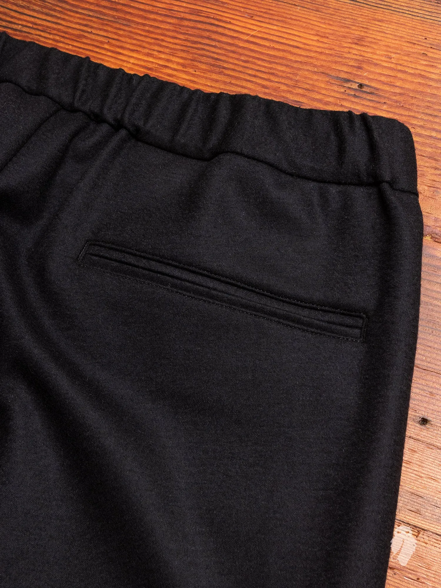 Wool Flannel Easy Pants in Black