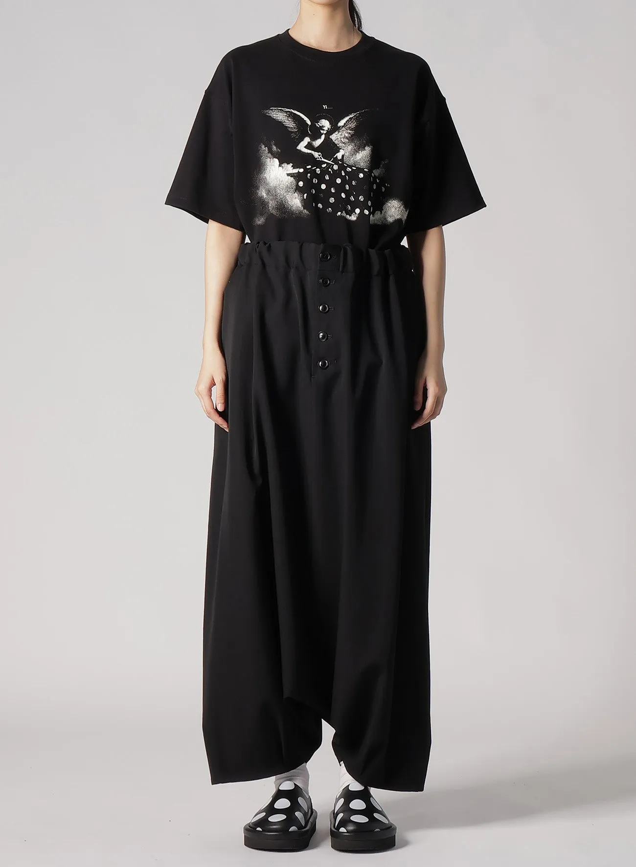 WOOL GABARDINE BIG SARROUEL PANTS